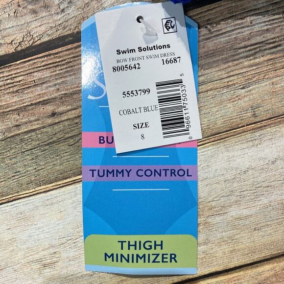 Swim Solutions Bow Front Swim Dress NWT - Picture 4 of 4